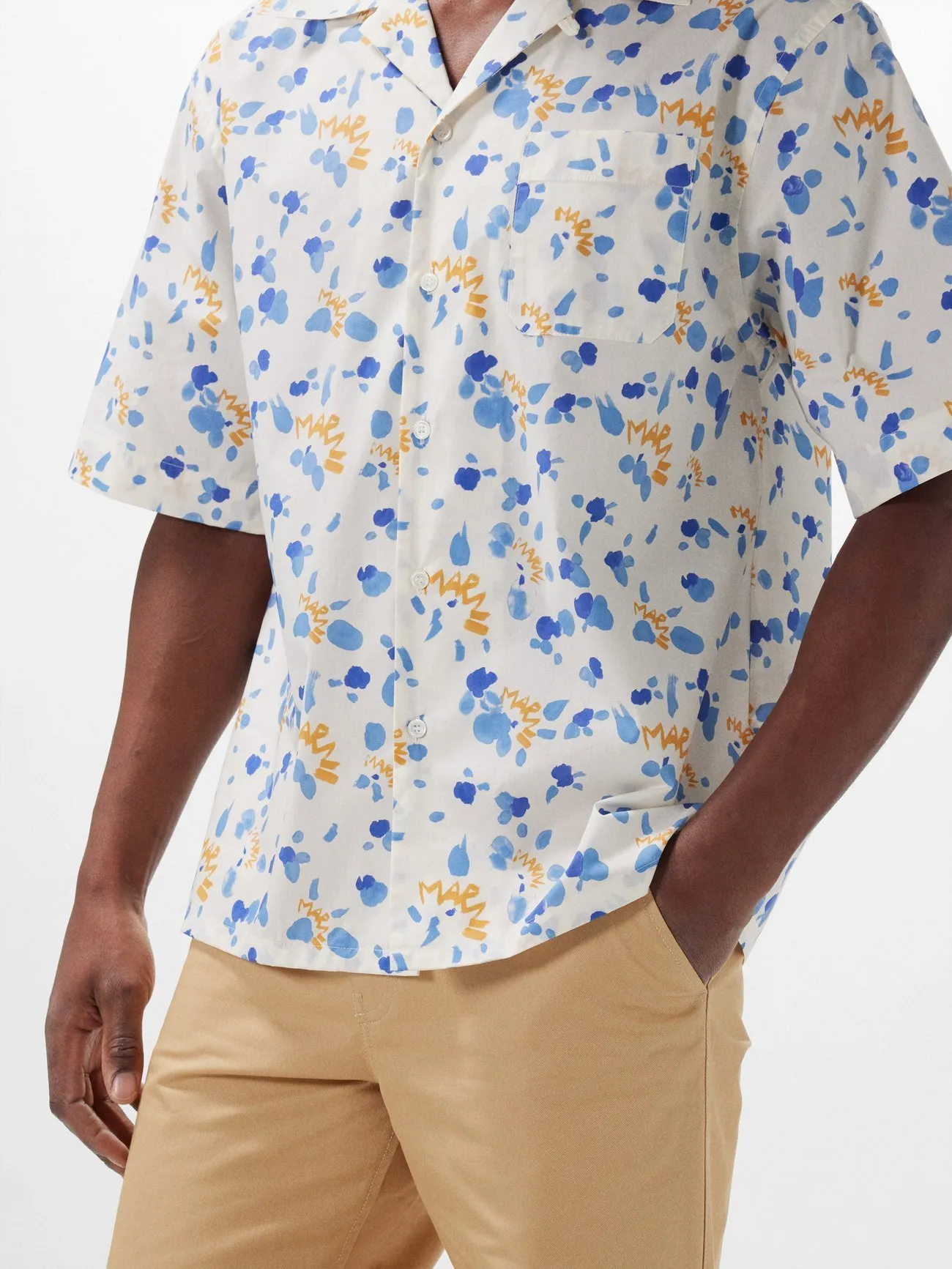 MARNI  |Button-down Cotton Short Sleeves Logo Designers Shirts