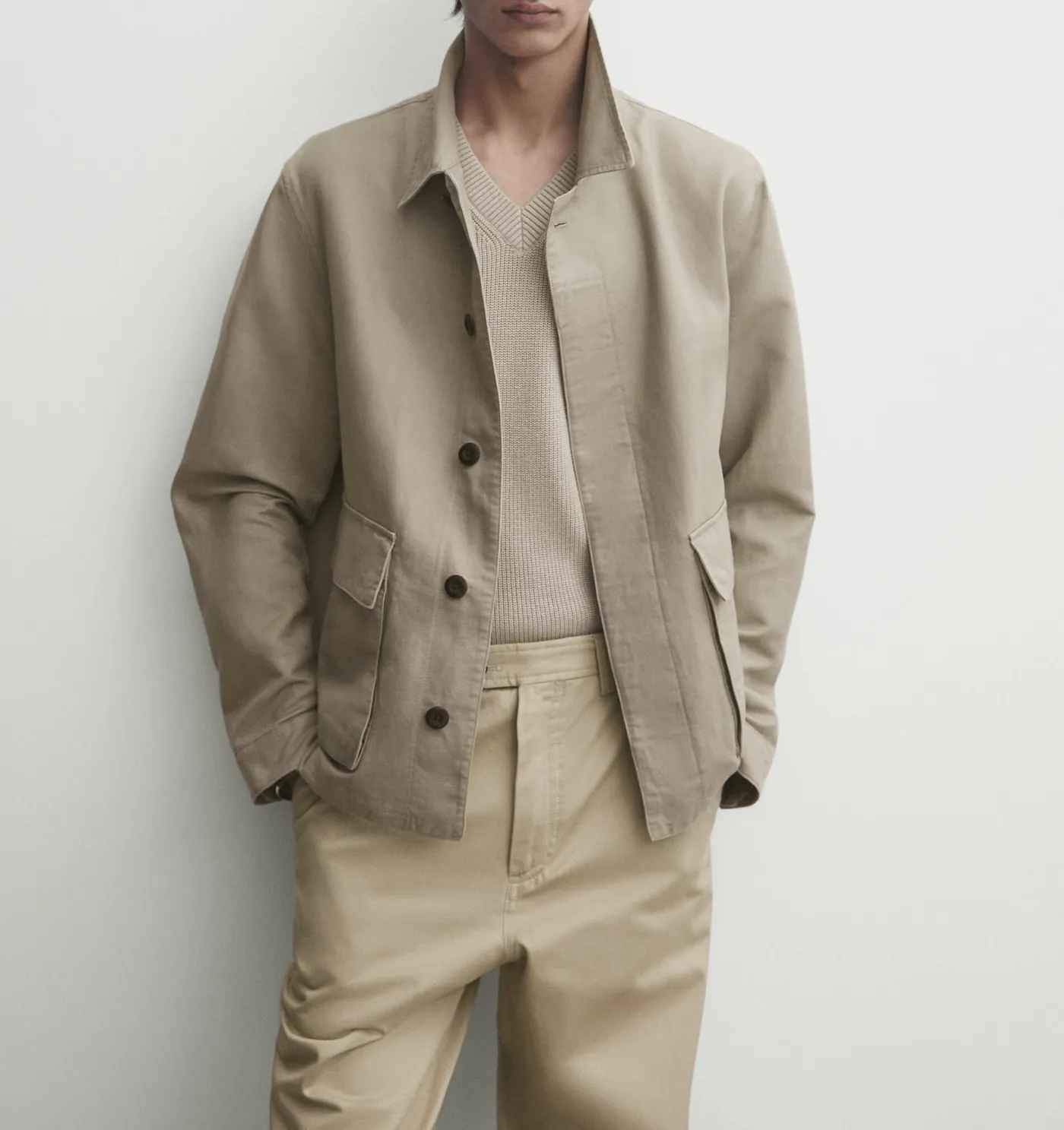 Massimo Dutti  |Button-down Linen Long Sleeves Plain Cotton Shirts