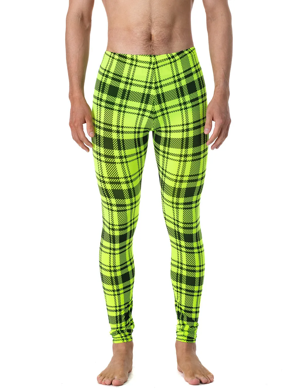 MENS LEGGINGS - YELLOW & BLACK PLAID