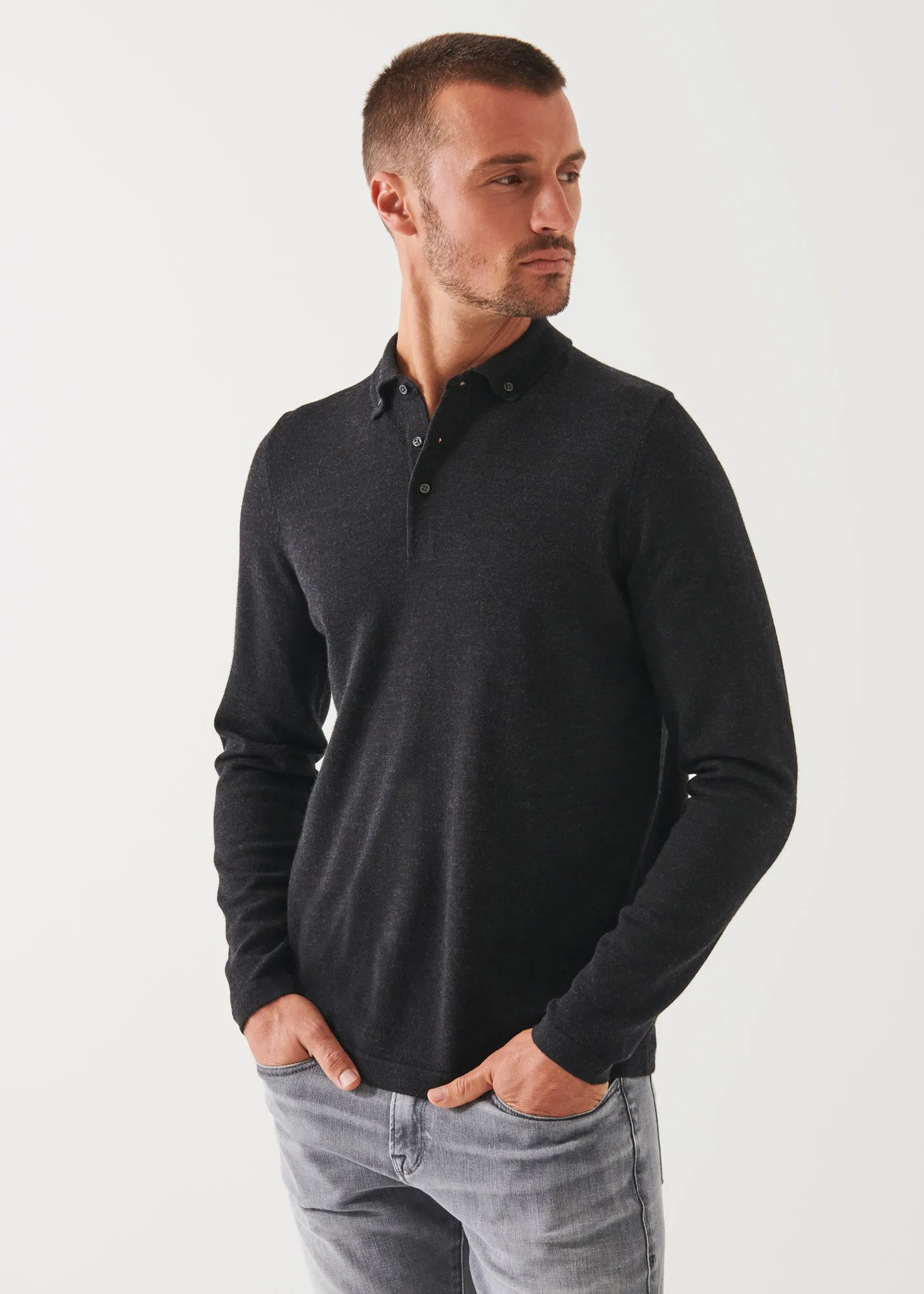 MERINO WOOL BUTTON DOWN POLO