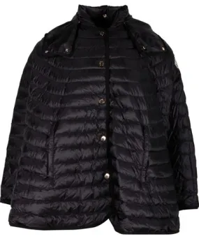 Moncler Chinchard Poncho-Style Puffer Jacket in Black Nylon