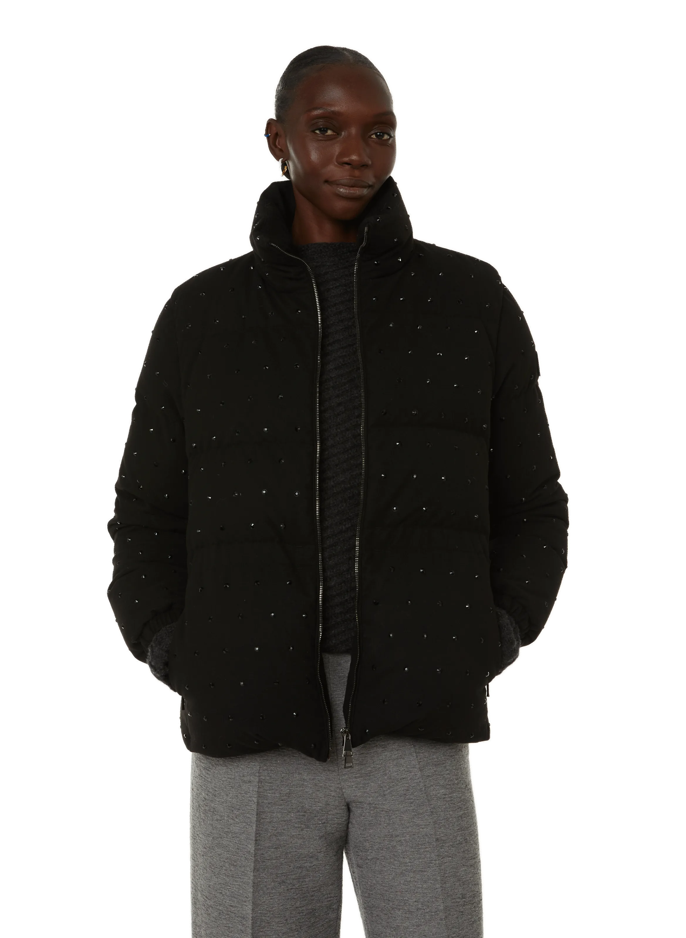 MONCLER  Rhinestone down jacket - Black