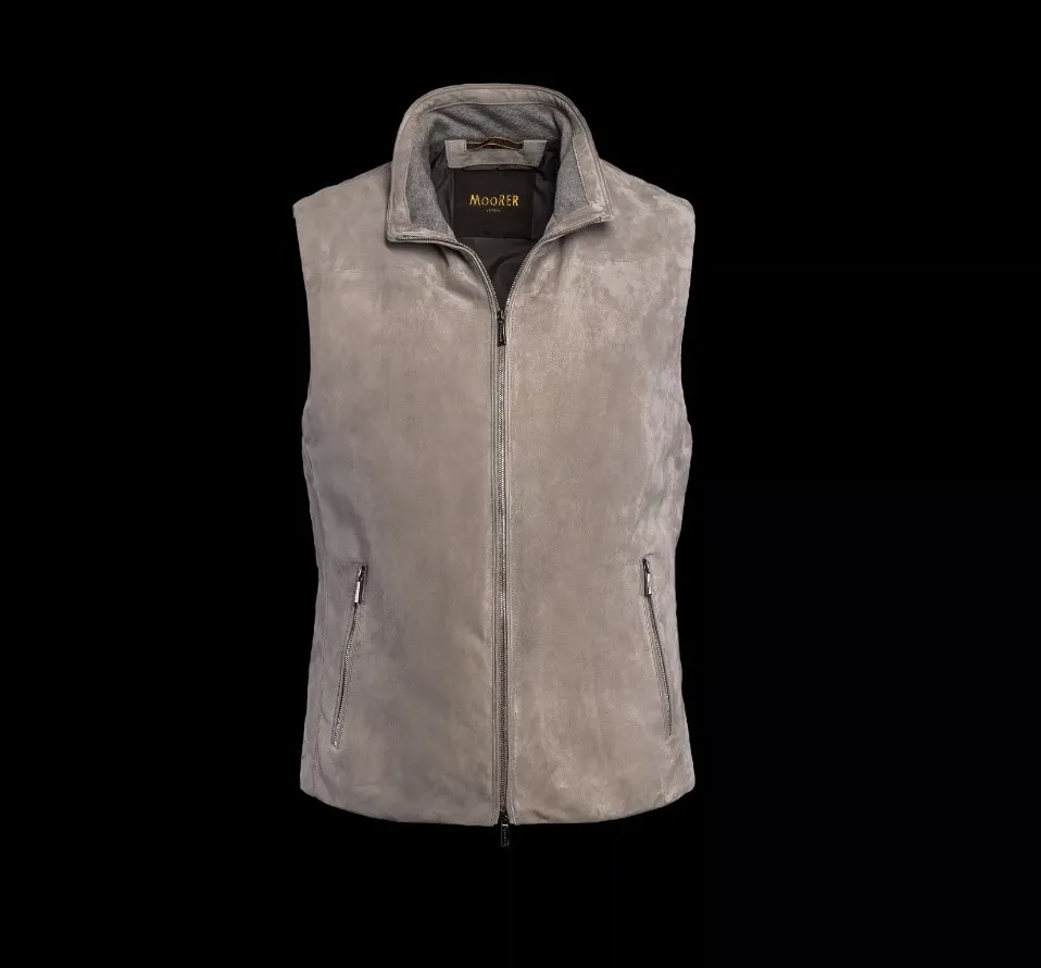 MOORER  |Blended Fabrics Street Style Plain Logo Vests & Gillets