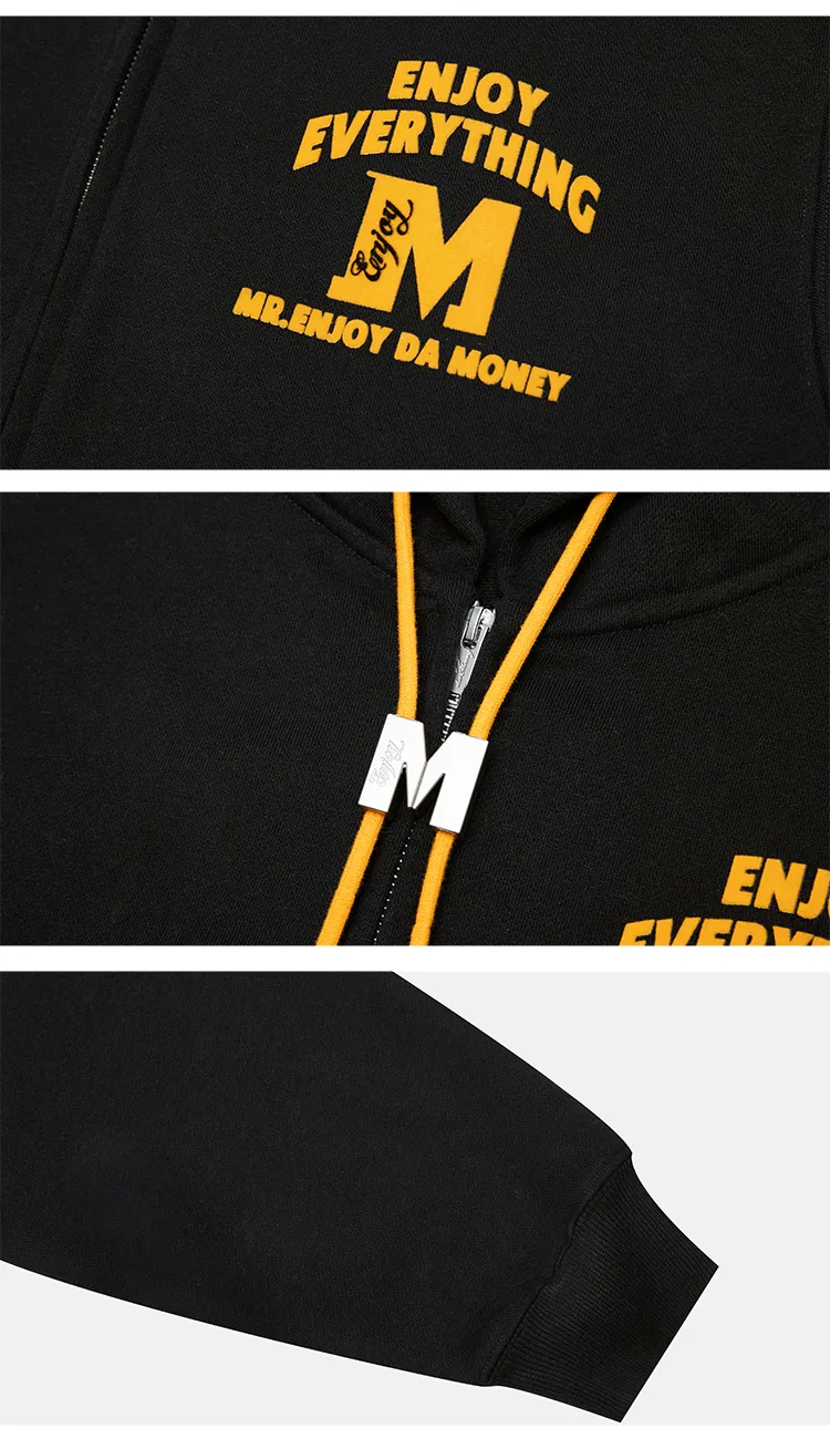 MR. ENJOY DA MONEY  |Unisex Street Style Oversized Logo Hoodies