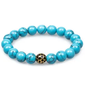 Mystique Blue Turquoise Gold Lava Bracelet