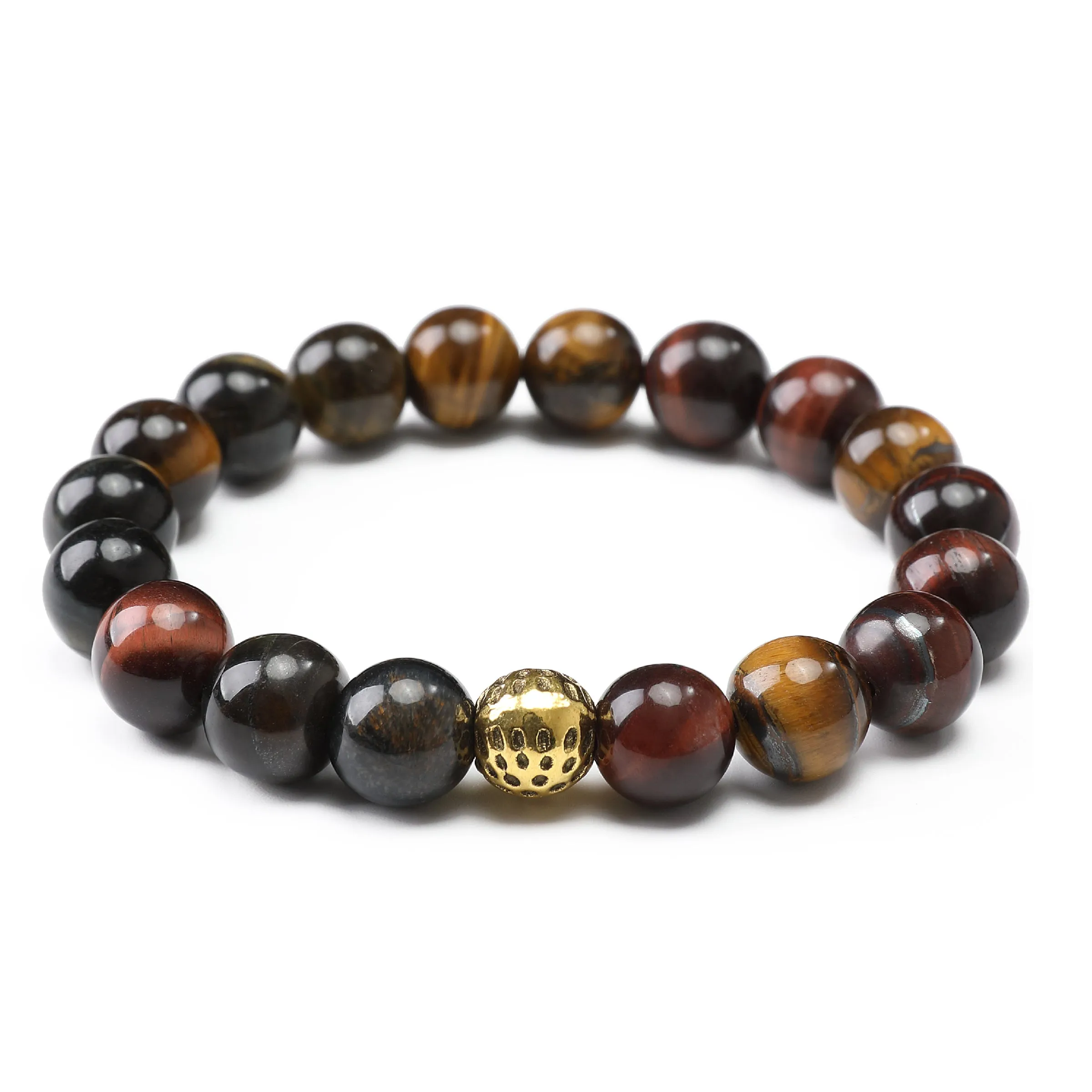 Oak Tiger's Eye Gold Lava Bracelet