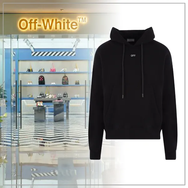 Off-White  |Street Style Long Sleeves Plain Logo Hoodies