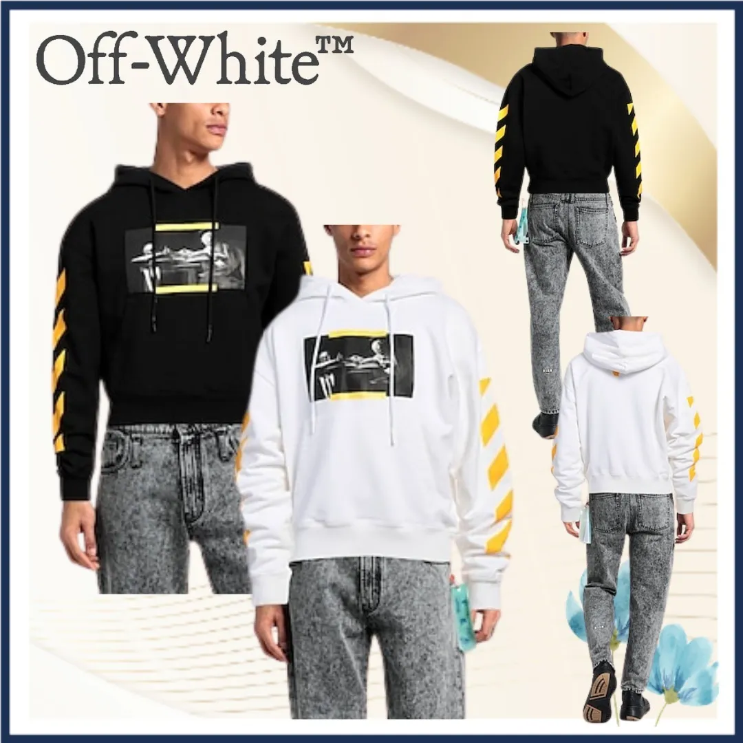 Off-White  |Sweat Street Style Long Sleeves Plain Cotton Logo Hoodies