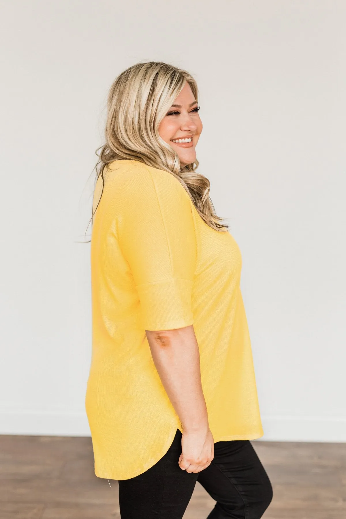 Perfectly Pretty Thermal Knit Top- Yellow