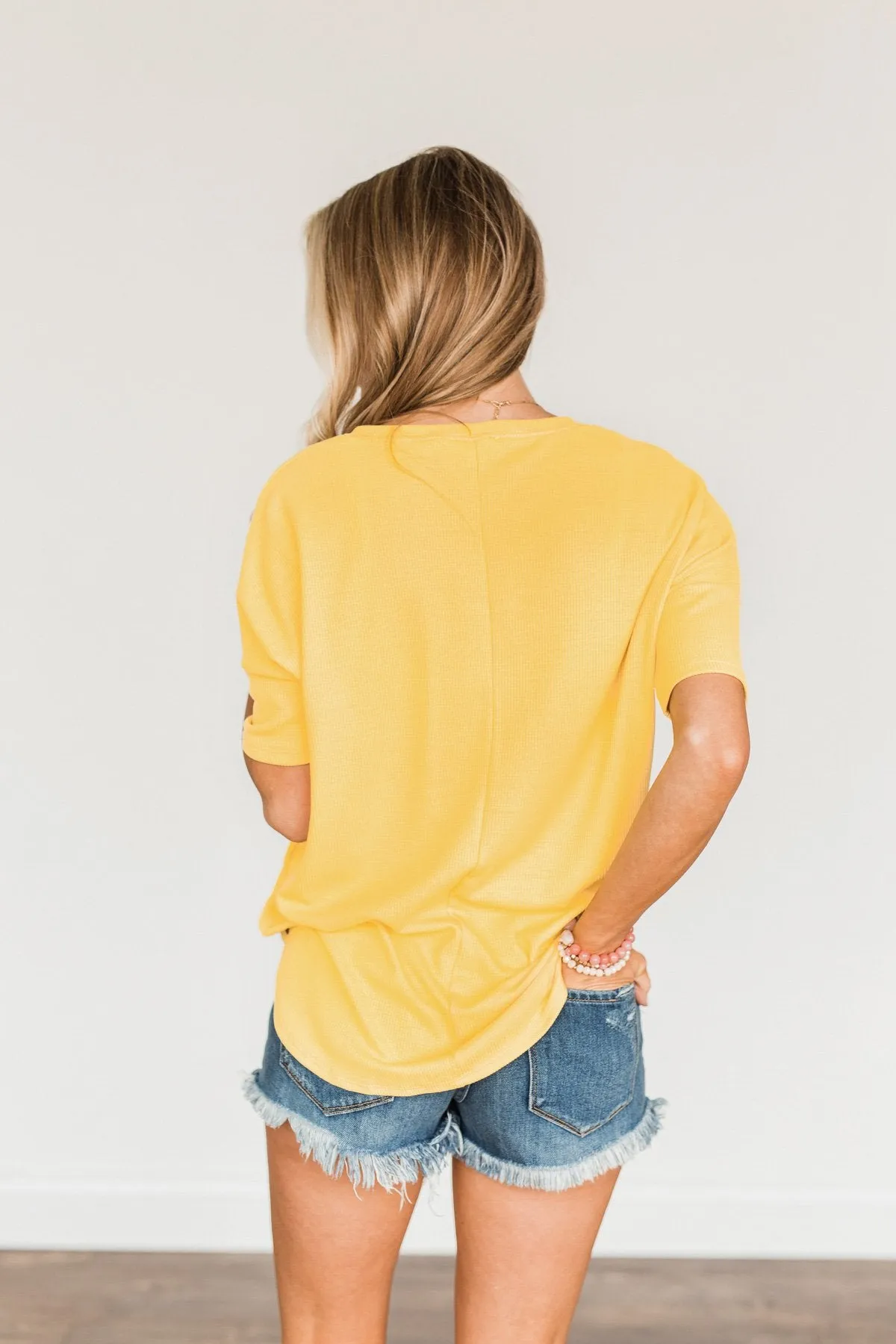 Perfectly Pretty Thermal Knit Top- Yellow