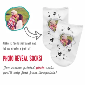 Photo No Show Socks Custom Printed  with a Heart Design