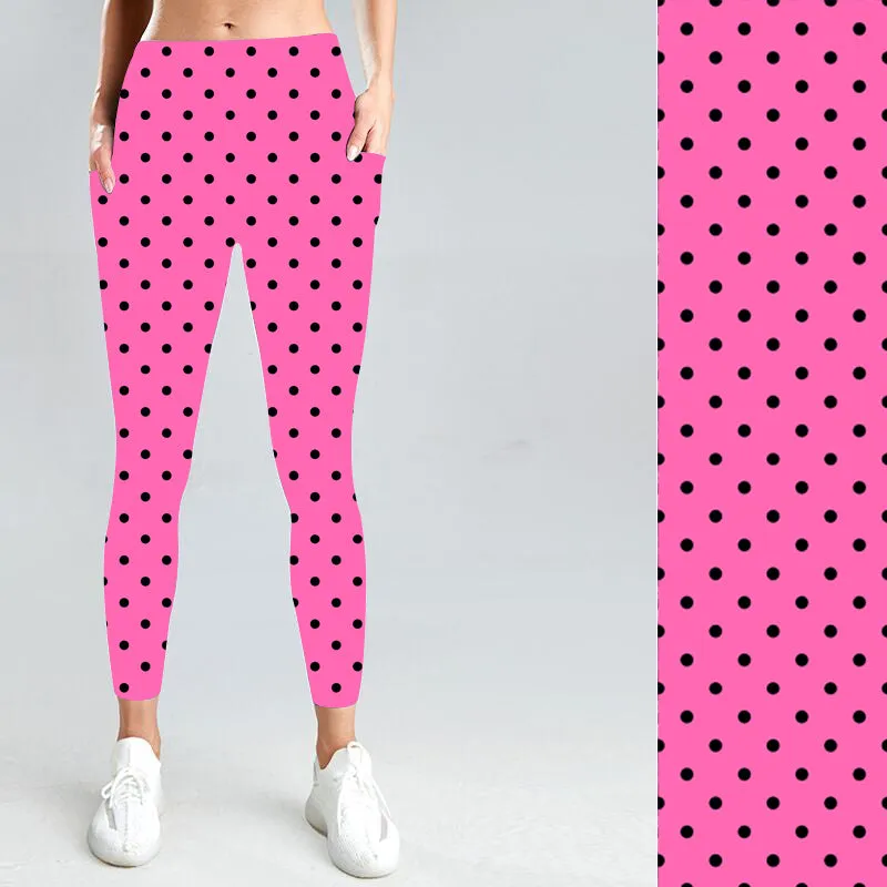 Pink Polka Dots with Side Pocket Leggings