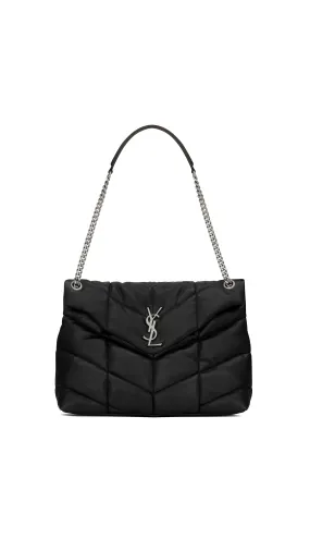 Puffer Medium Chain Bag in Nappa Leather - Black