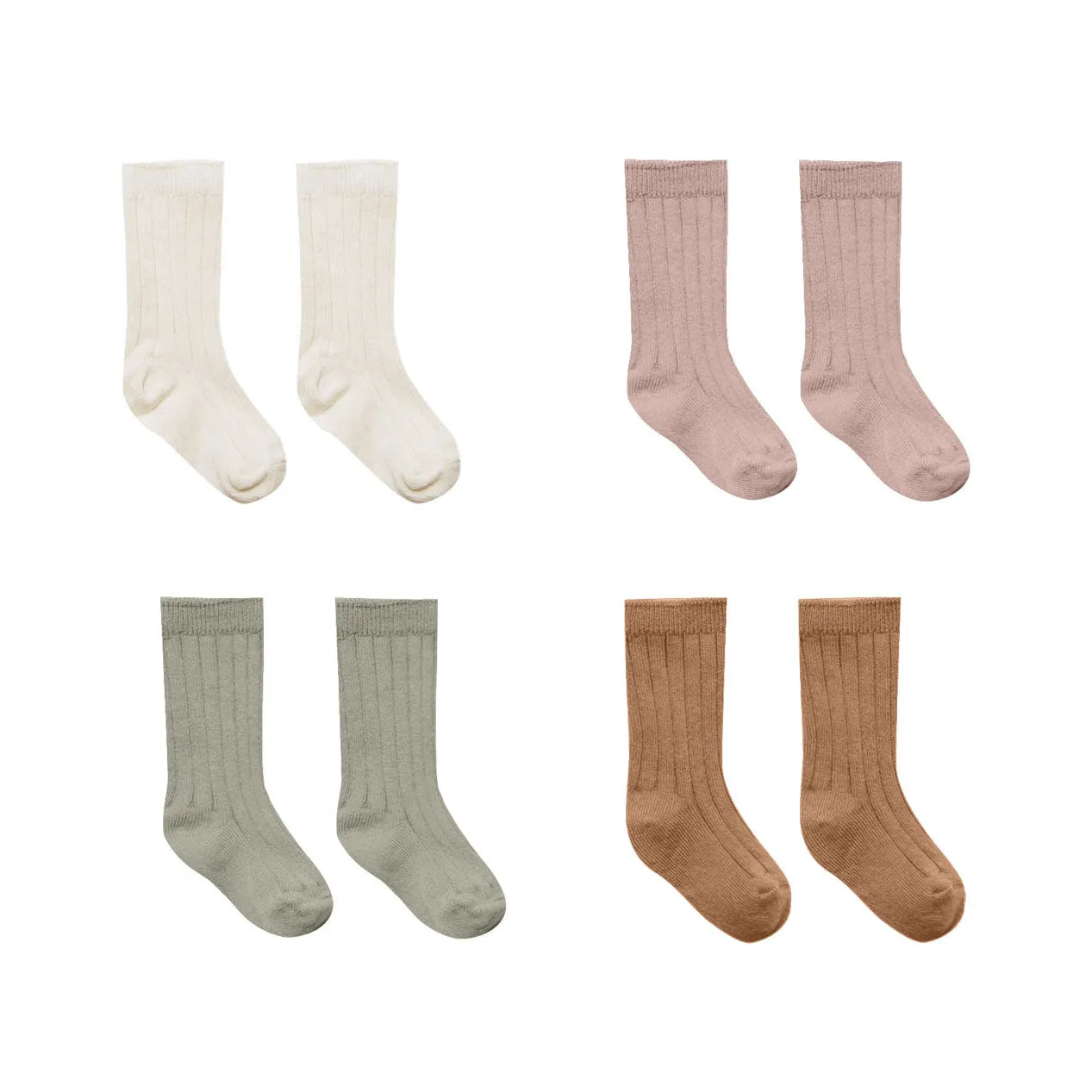 Quincy Mae Socks, Set of 4 - Natural, Mauve, Basil Cinnamon