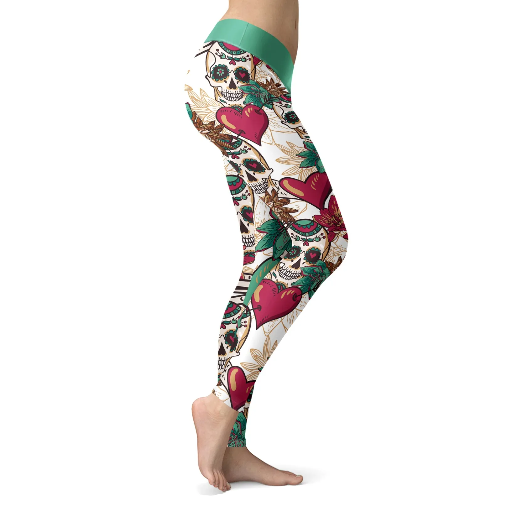 Red Hearts and Sugar Skull Leggings