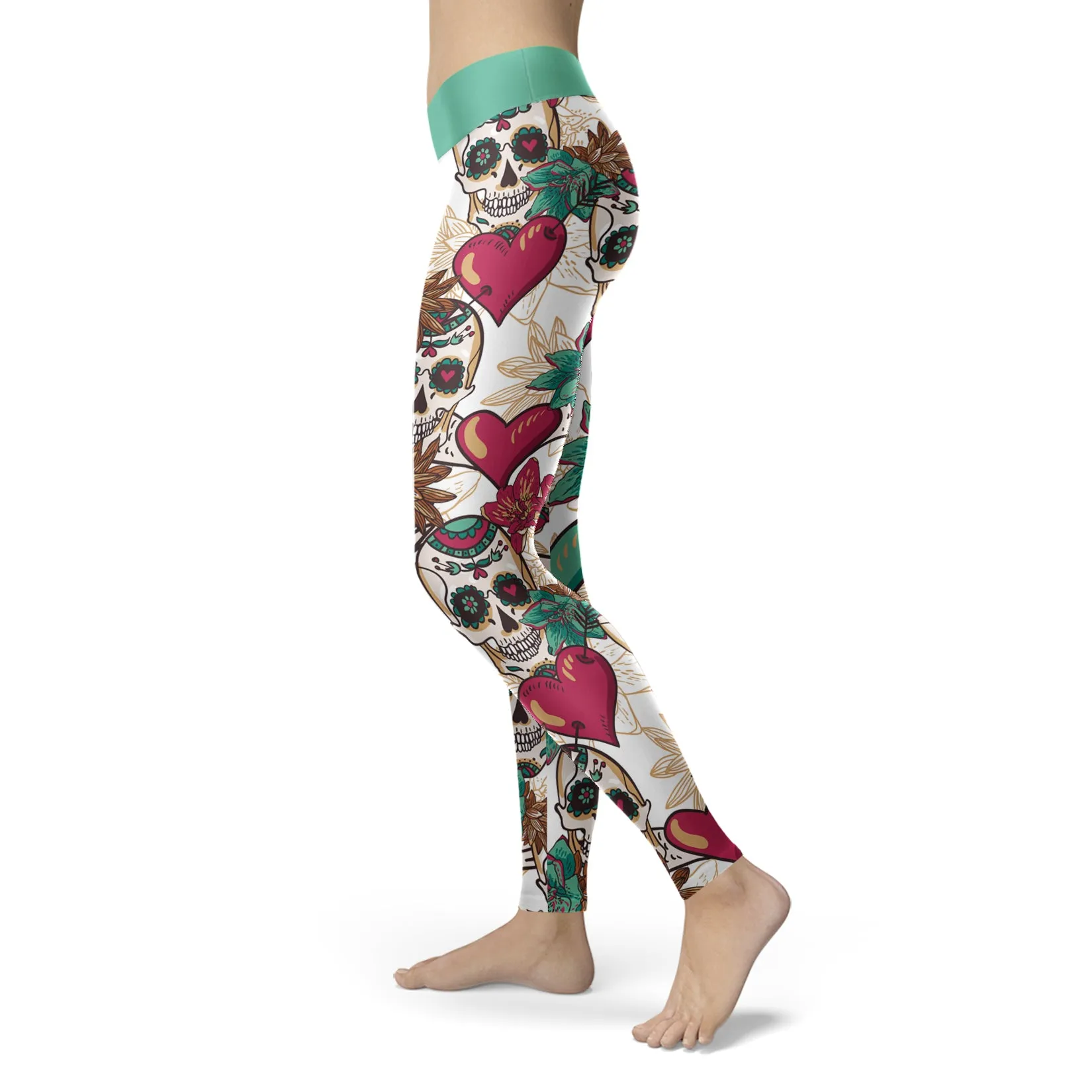 Red Hearts and Sugar Skull Leggings