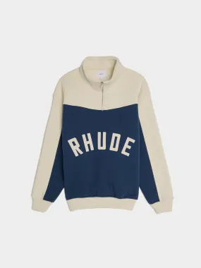 Rhude Contrast Quarter Zip Varsity, Mid Night Blue