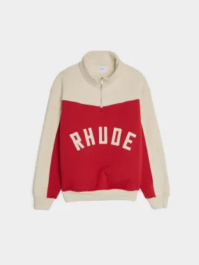 Rhude Contrast Quarter Zip Varsity, Red