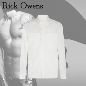 RICK OWENS  |Button-down Long Sleeves Plain Cotton Designers Shirts