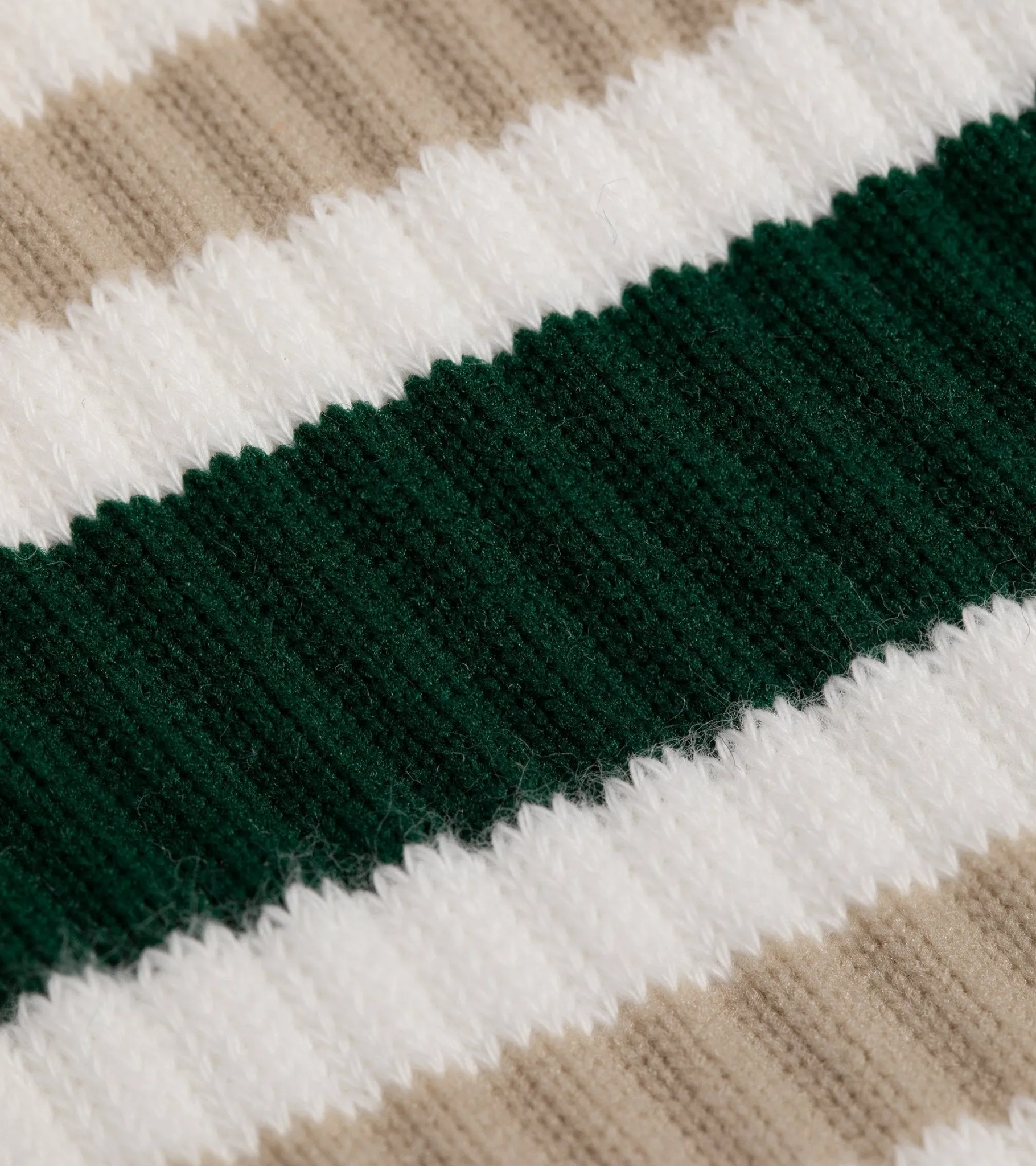 RoToTo Washi Cushion Stripe Crew Socks: Beige/Green