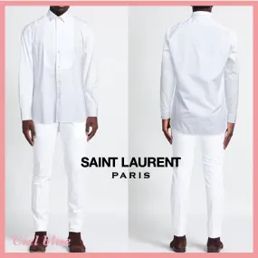 Saint Laurent  |Button-down Long Sleeves Plain Cotton Luxury Shirts