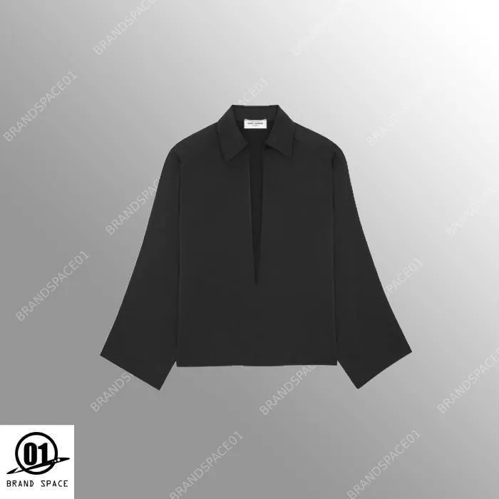 Saint Laurent  |Button-down Unisex Silk Long Sleeves Plain Luxury Shirts