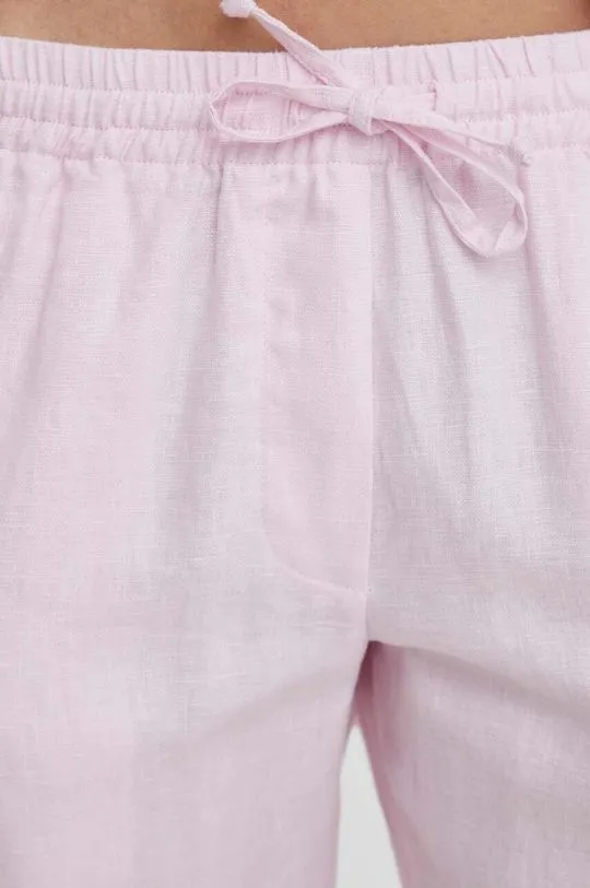 Samsoe Samsoe linen trousers HOYS pink color F23900002