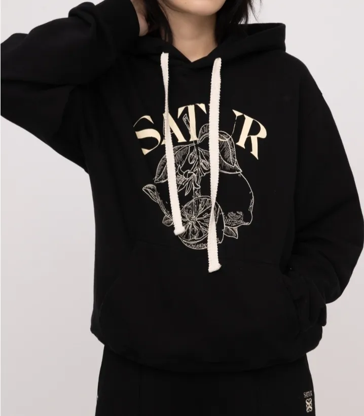 SATUR  |Street Style Long Sleeves Plain Logo Hoodies & Sweatshirts