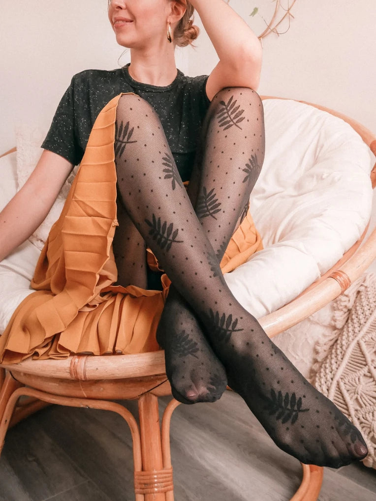 Sheer Foliage Polka Dot Tights