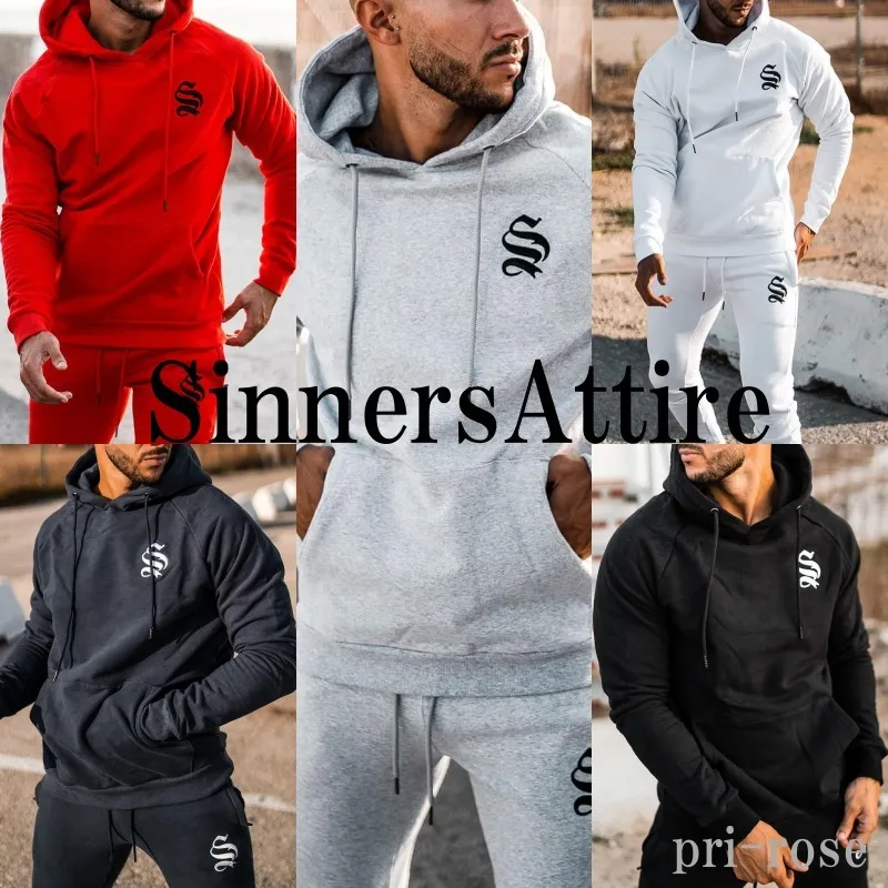 SINNERS ATTIRE  |Street Style Long Sleeves Plain Logo Hoodies