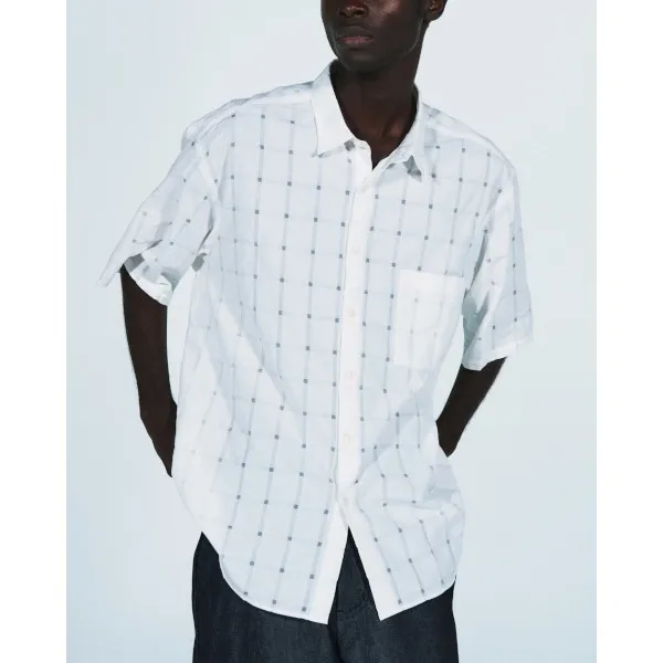 SOPHNET.  |Button-down Glen Patterns Cotton Short Sleeves Logo Shirts