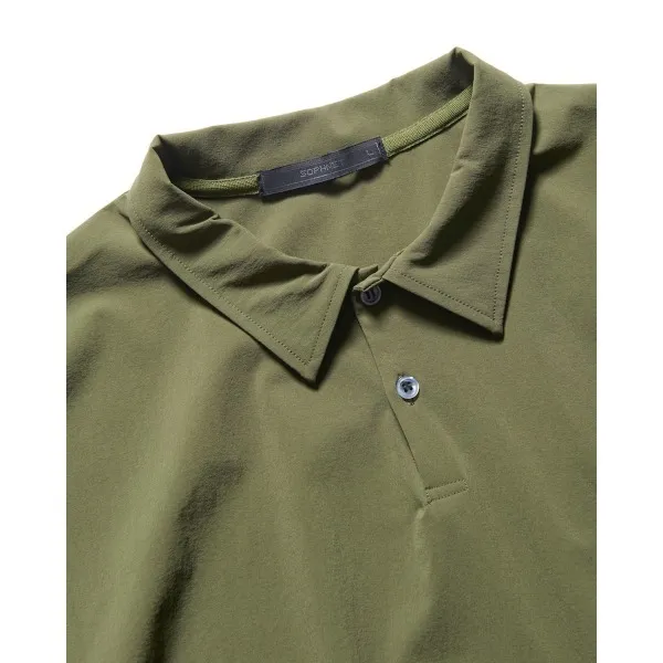 SOPHNET.  |Button-down Nylon Plain Short Sleeves Logo Polos