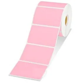 Stock Forms Direct Thermal Labels Permanent Adhesive Non-Perforated 100x150mm Pink Roll 1000