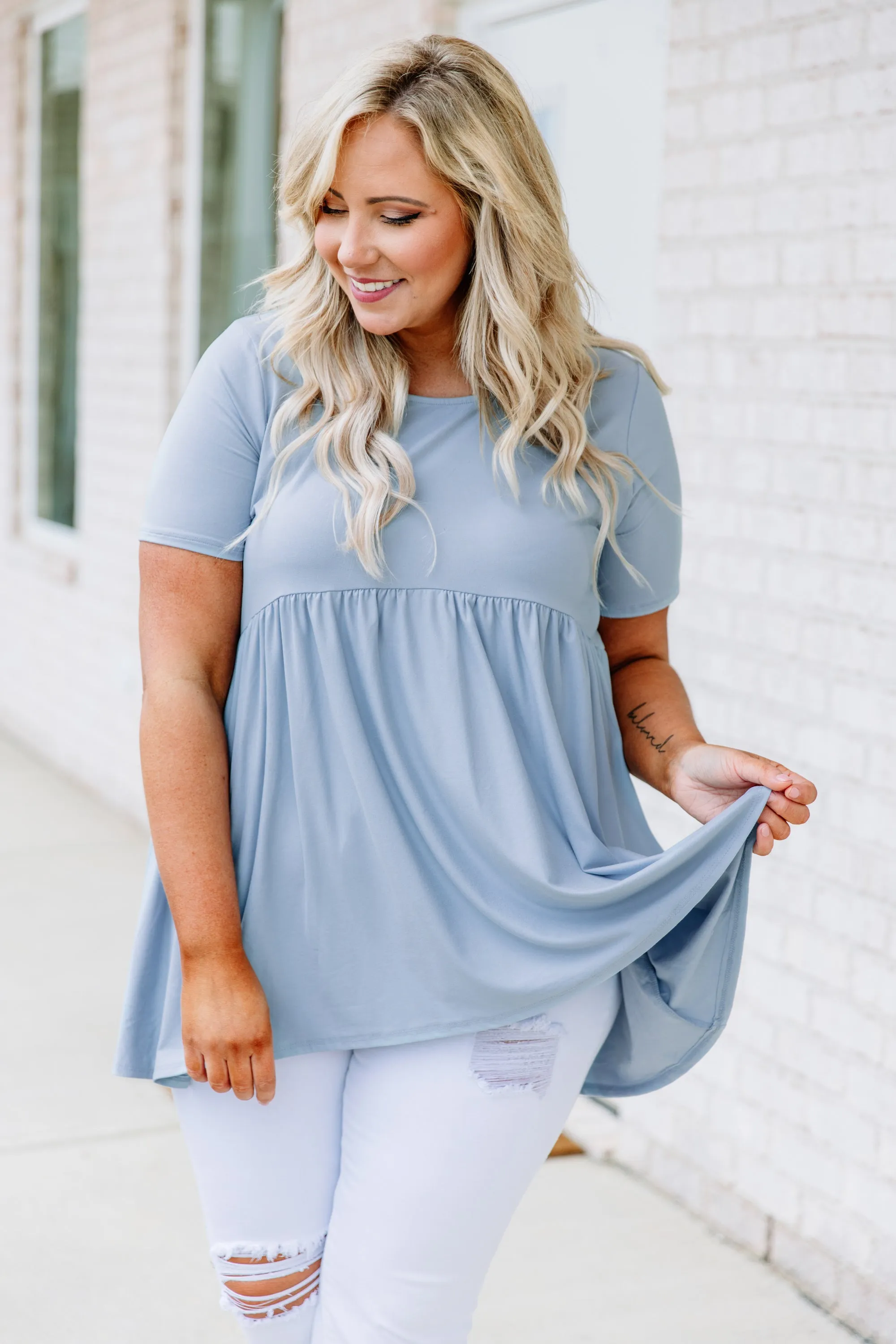 Style In Excess Top, Ash Blue