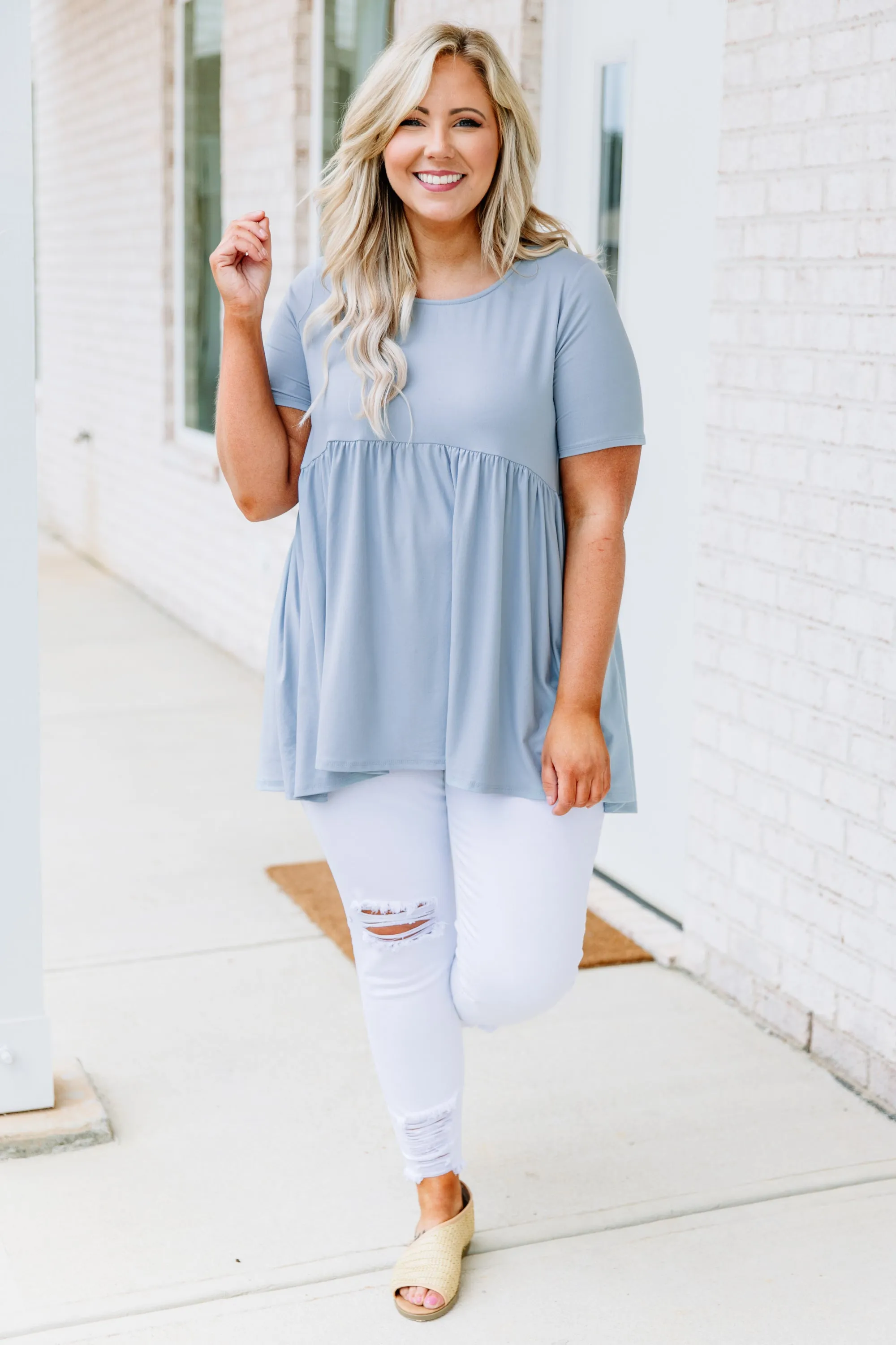 Style In Excess Top, Ash Blue