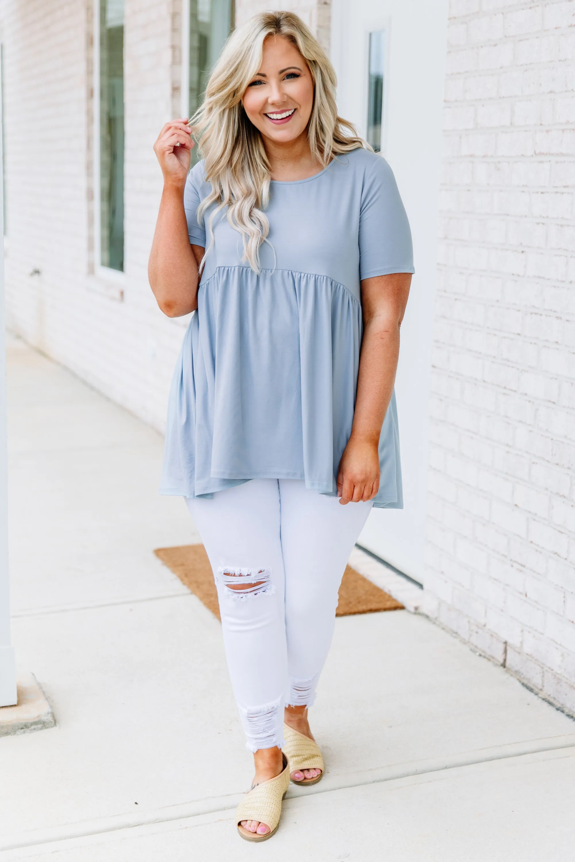 Style In Excess Top, Ash Blue