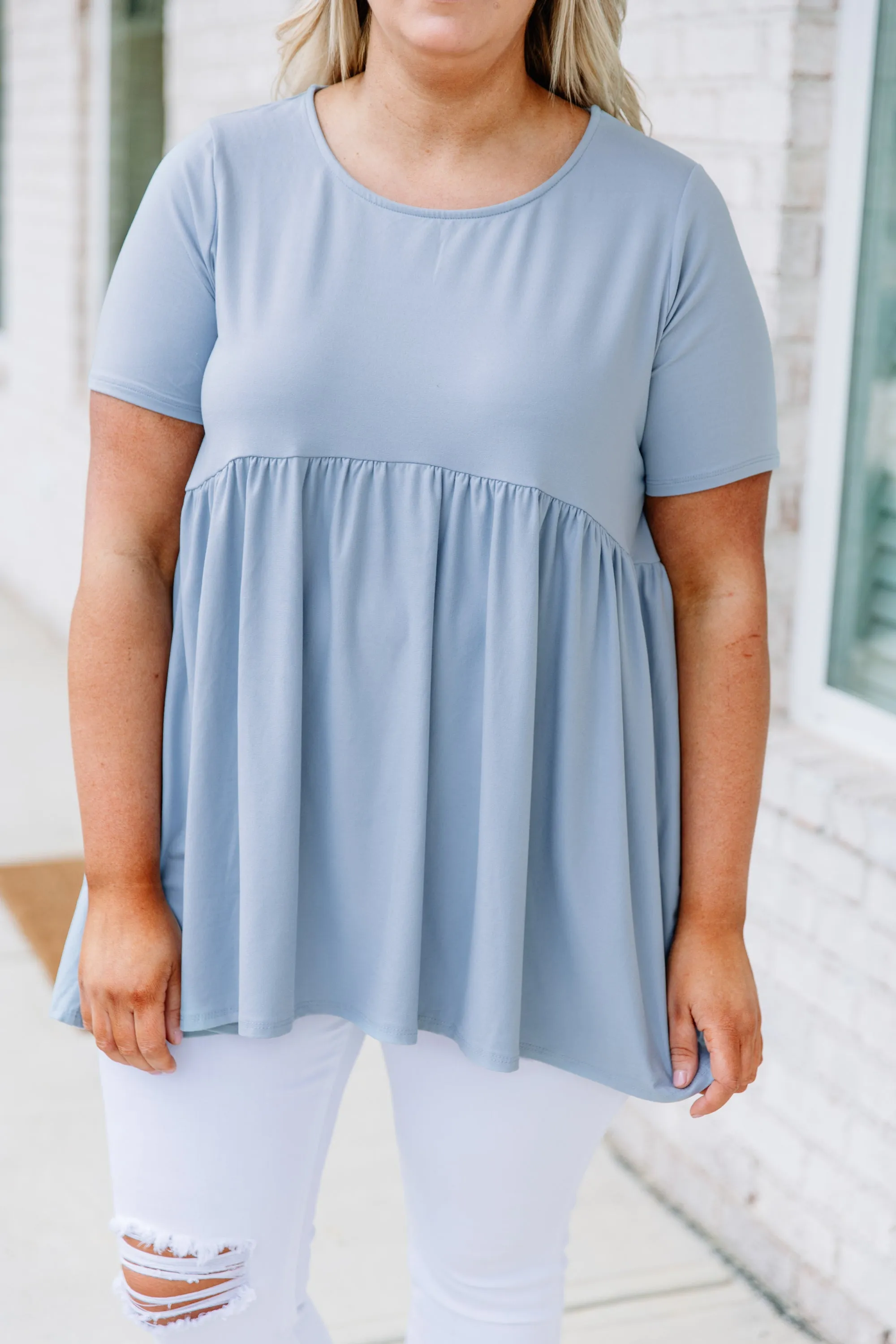 Style In Excess Top, Ash Blue