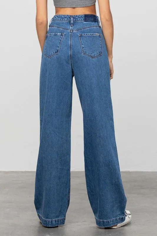 Super High Waist Wide Straight Jeans