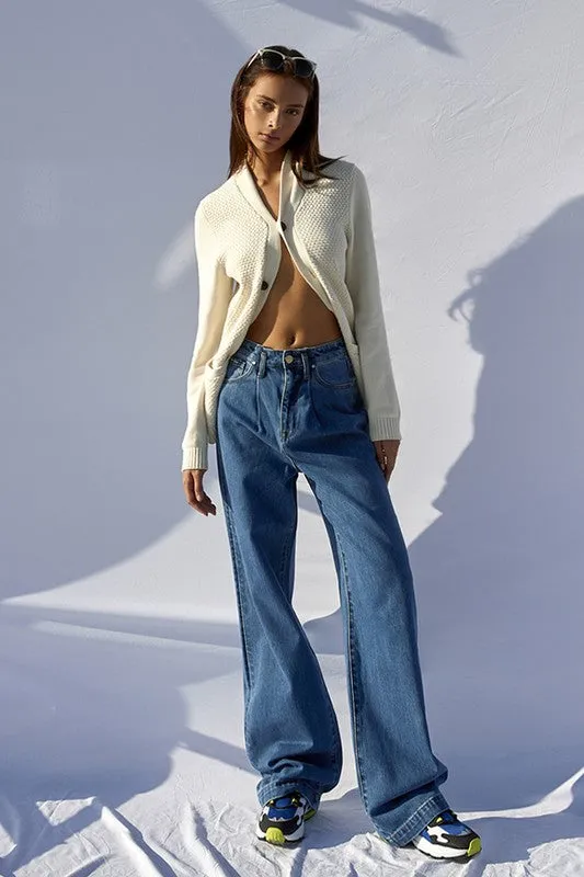 Super High Waist Wide Straight Jeans