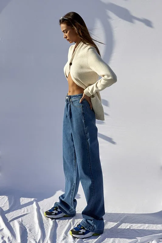 Super High Waist Wide Straight Jeans