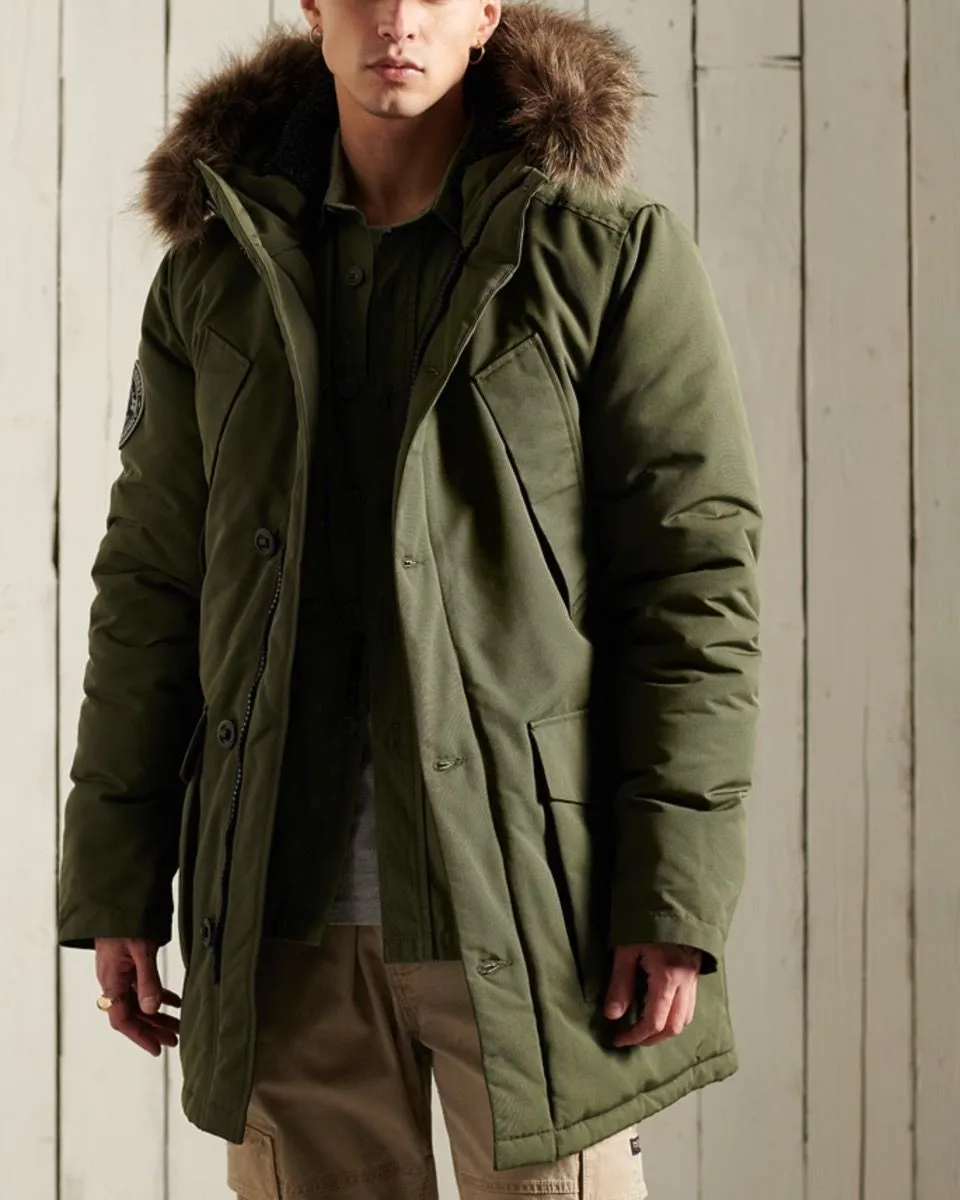 Superdry Hooded Everest Puffer Jacket Army Khaki Green