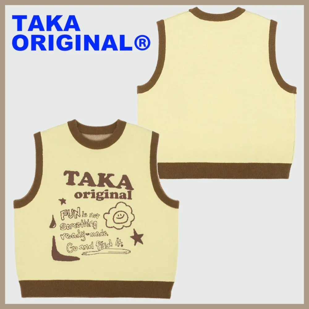 TAKA ORIGINAL  |Unisex Sleeveless Street Style V-Neck Logo Vests & Gillets