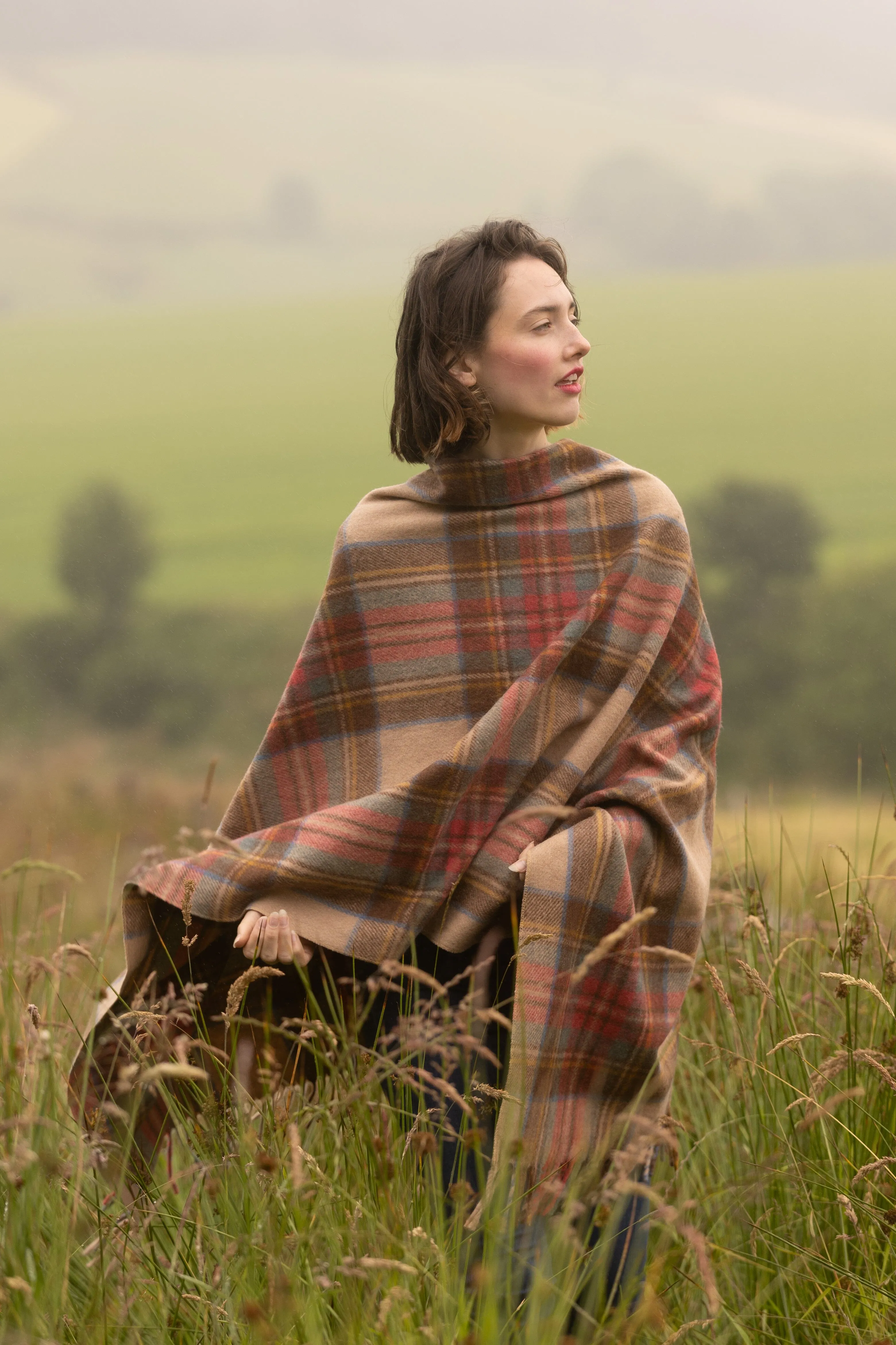 Tartan Poncho | Extra Warmth (Auld Dress Stewart)