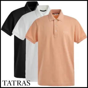 TATRAS  |Button-down Nylon Plain Cotton Short Sleeves Logo Polos