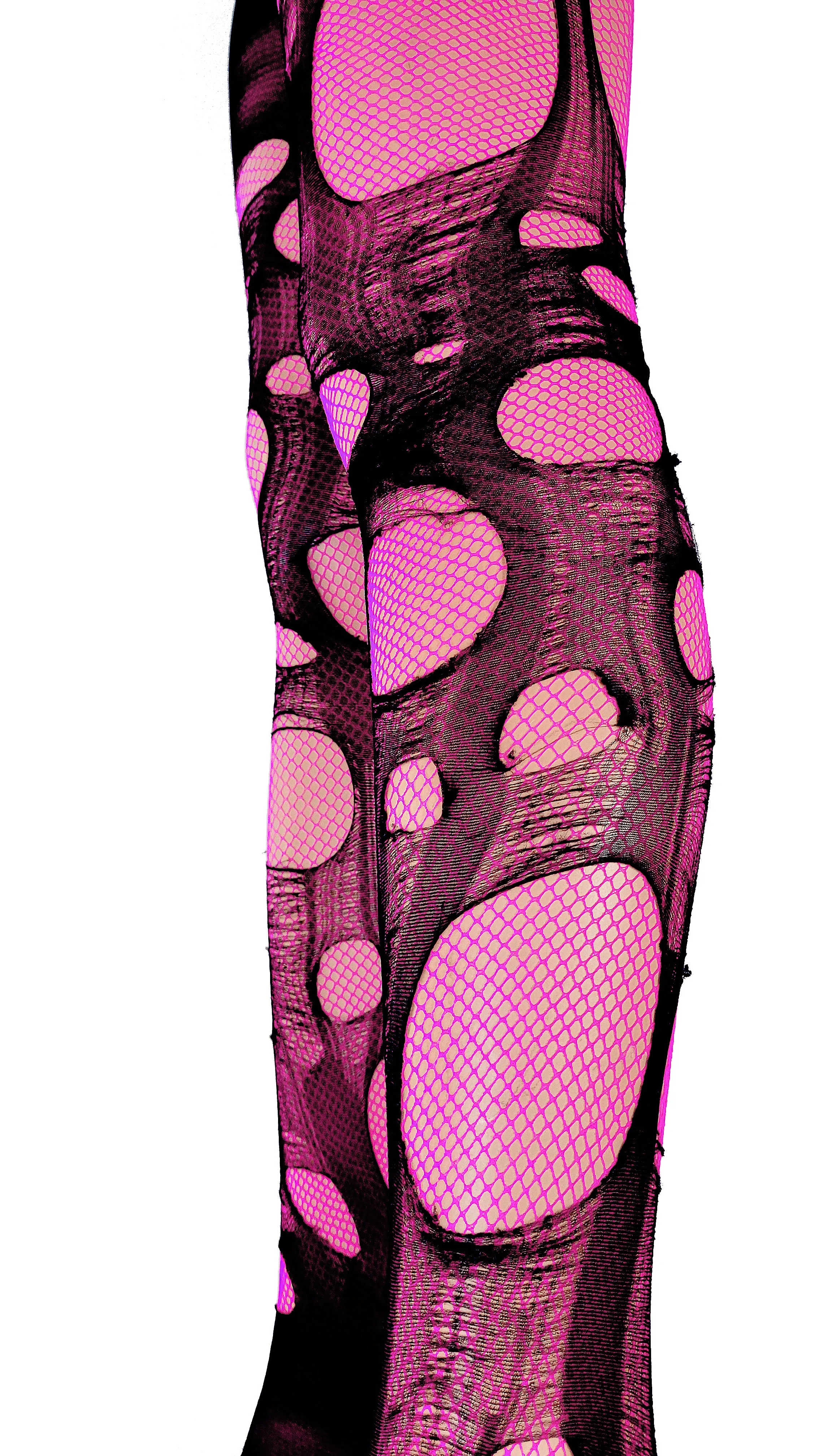 Tattered & torn fishnet tights | Neon Pink