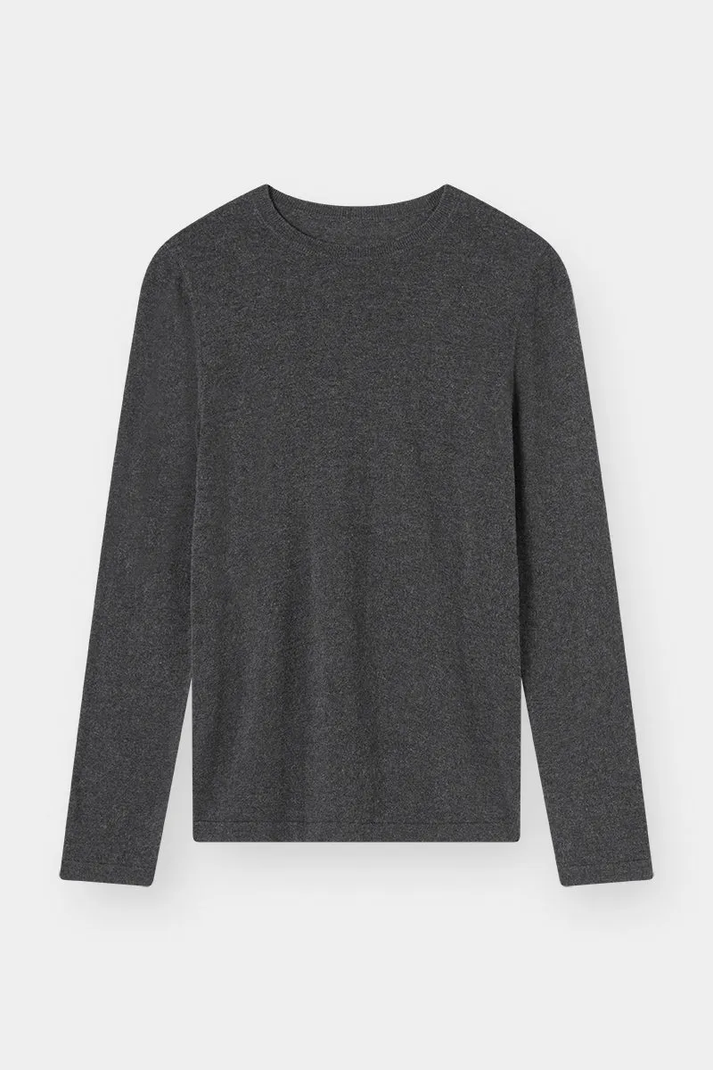 THE LONG SLEEVE SILK CREW - CHARCOAL