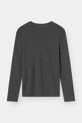 THE LONG SLEEVE SILK CREW - CHARCOAL