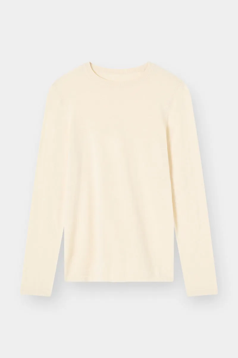 THE LONG SLEEVE SILK CREW - ECO WHITE