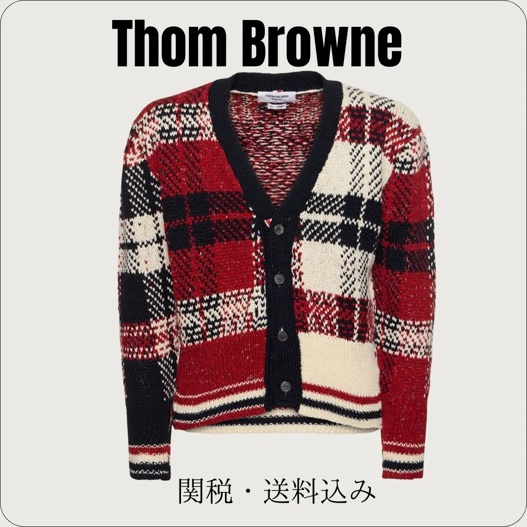 THOM BROWNE  |Button-down Glen Patterns Wool Designers Cardigans