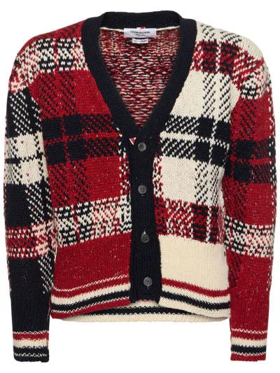 THOM BROWNE  |Button-down Glen Patterns Wool Designers Cardigans